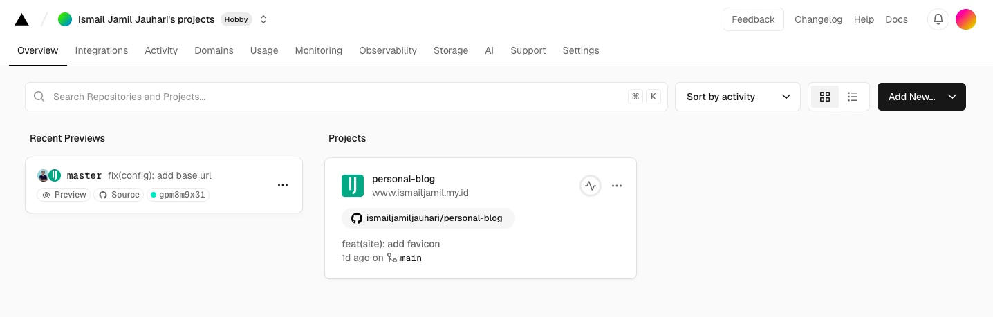 Vercel Dashboard